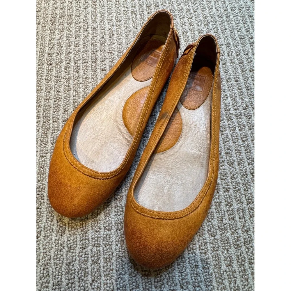 FRYE Women's Tan Leather Driving Moccasin Flats Shoes